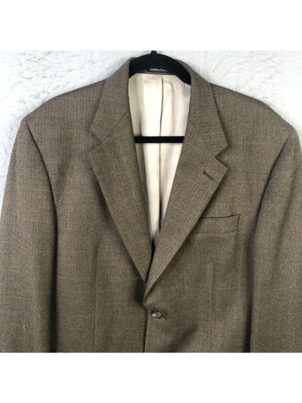 Old Money Blazer Mens 42 Long Brown Wool Herringbone Sport Coat Jacket Lauren